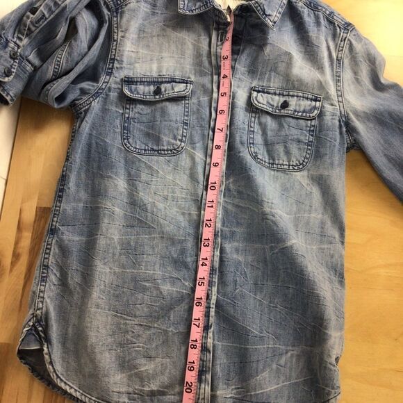 American eagle outfitters jeans button down shirt BLUE denim XS 100% cotton AEO - Picture 6 of 9